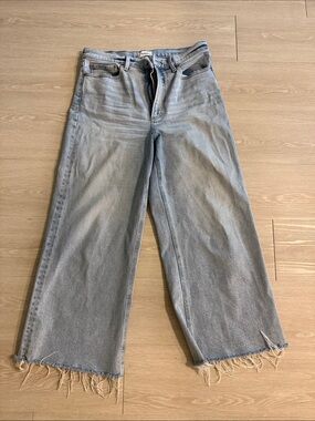 pistola Light Blue Wide-Leg Raw Hem Jeans